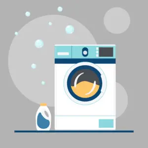 Washing,Machine,With,Bubbles.,Flat,Style,Vector,Illustration