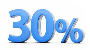 Vibrant,Blue,30%,Thirty,Percent,Sign,With,Metallic,Gleam,On
